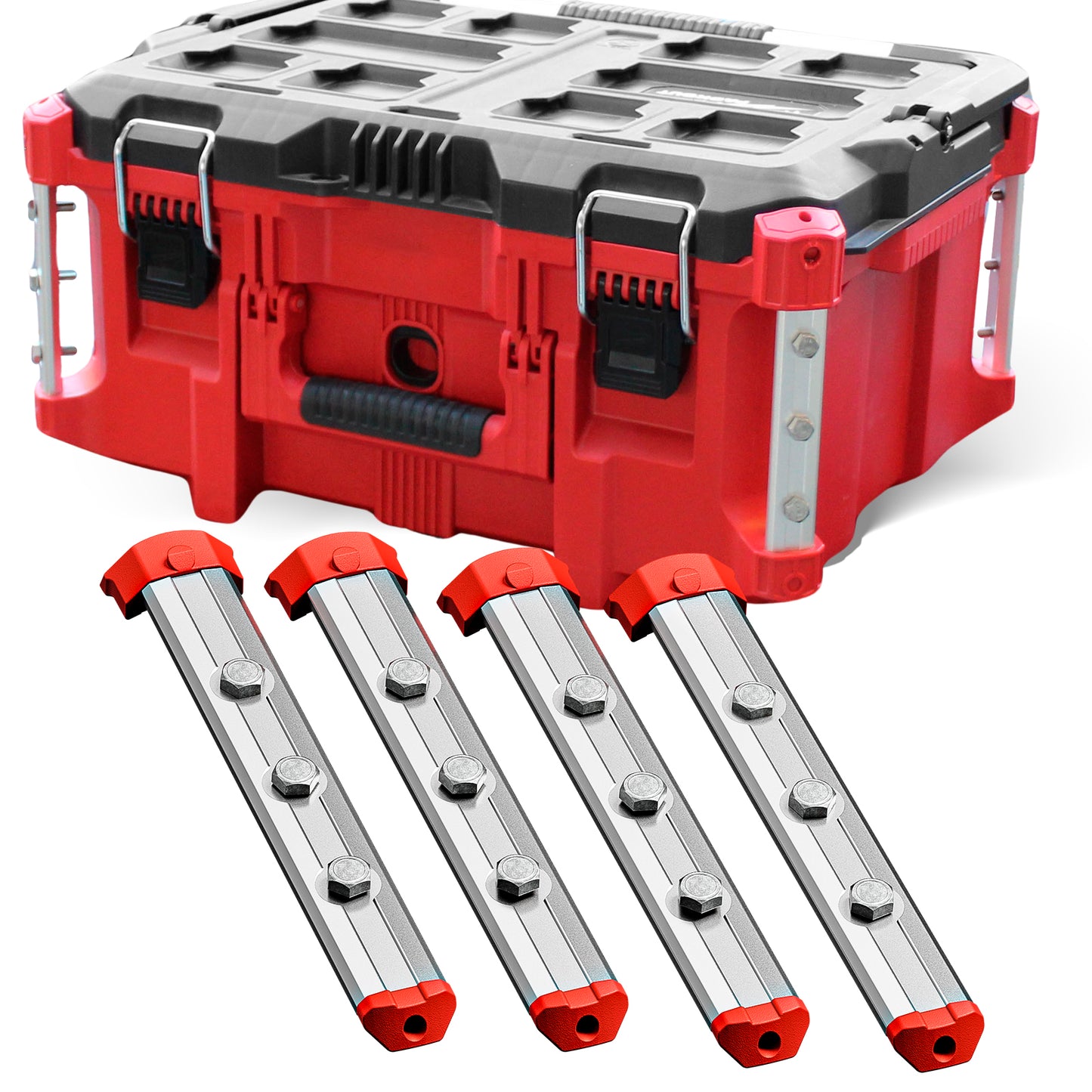Alpha Rails™ Silver - Threaded Milwaukee Packout Rails