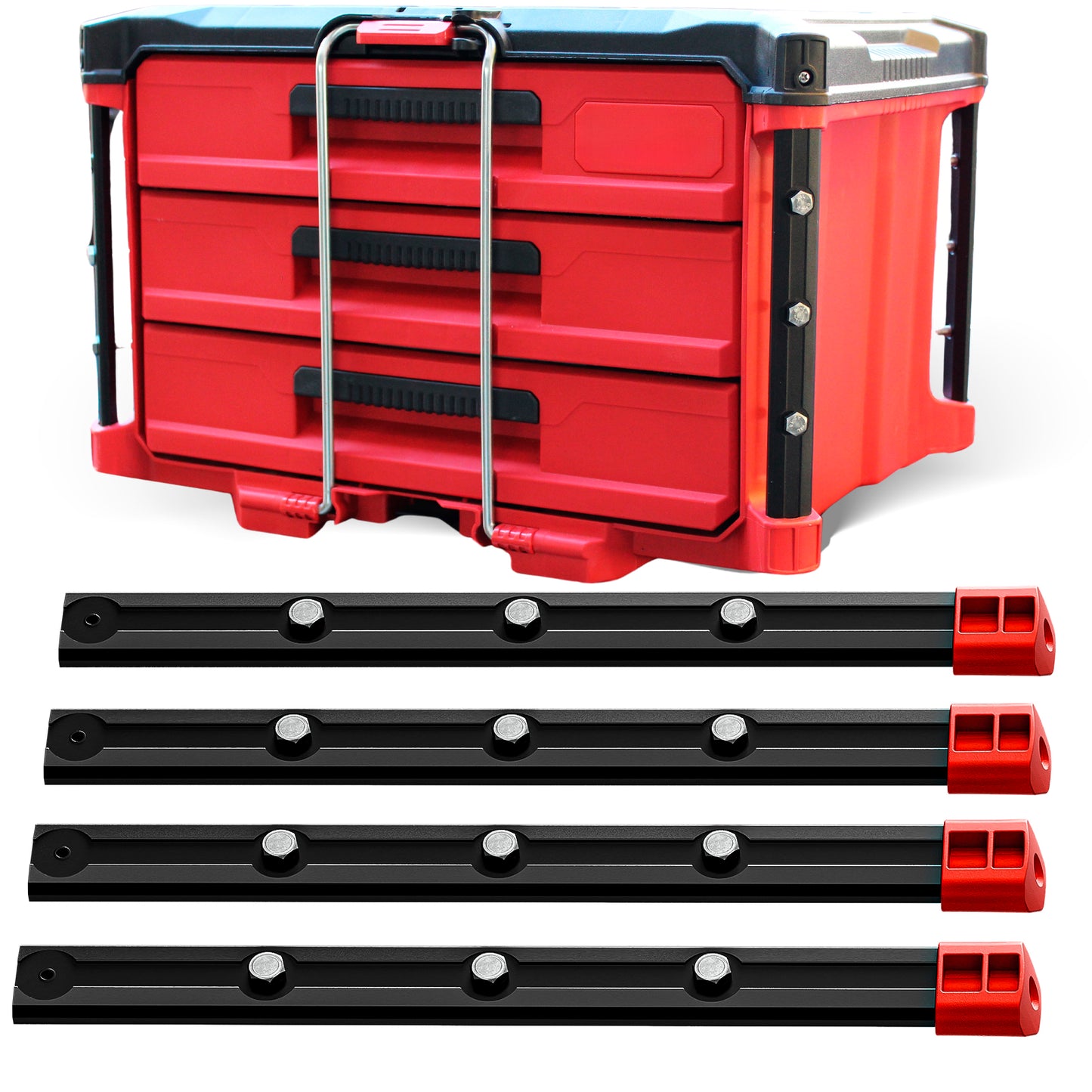 Alpha Rails™ Black - Threaded Milwaukee Packout Rails