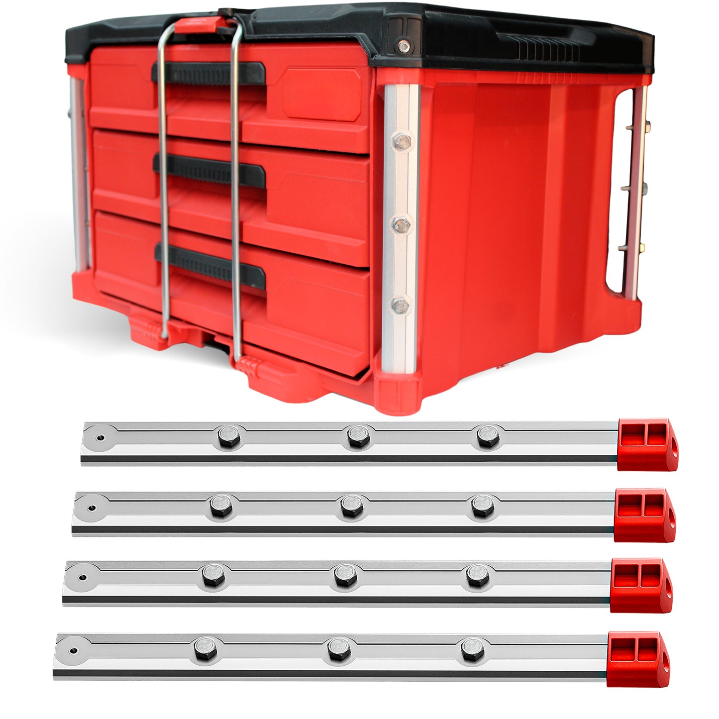 Alpha Rails™ Silver - Threaded Milwaukee Packout Rails