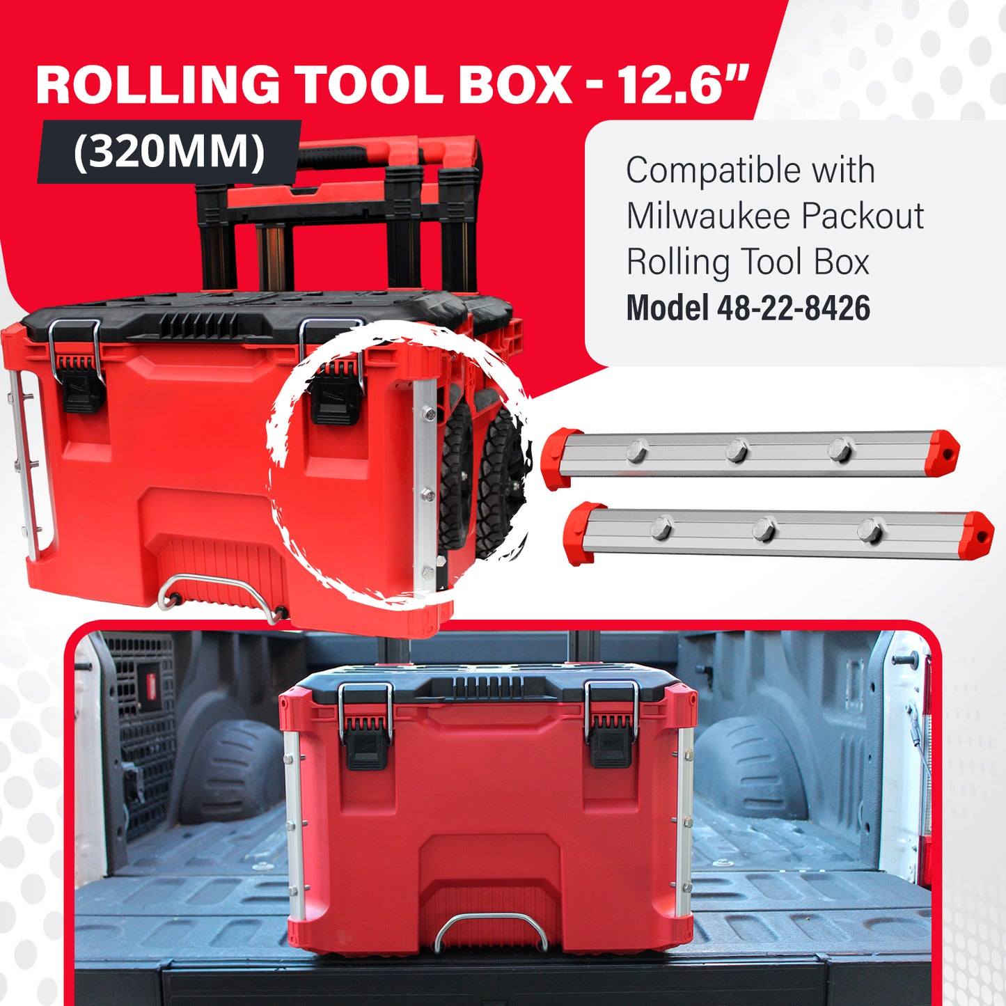 Alpha Rails™ Silver - Threaded Milwaukee Packout Rails