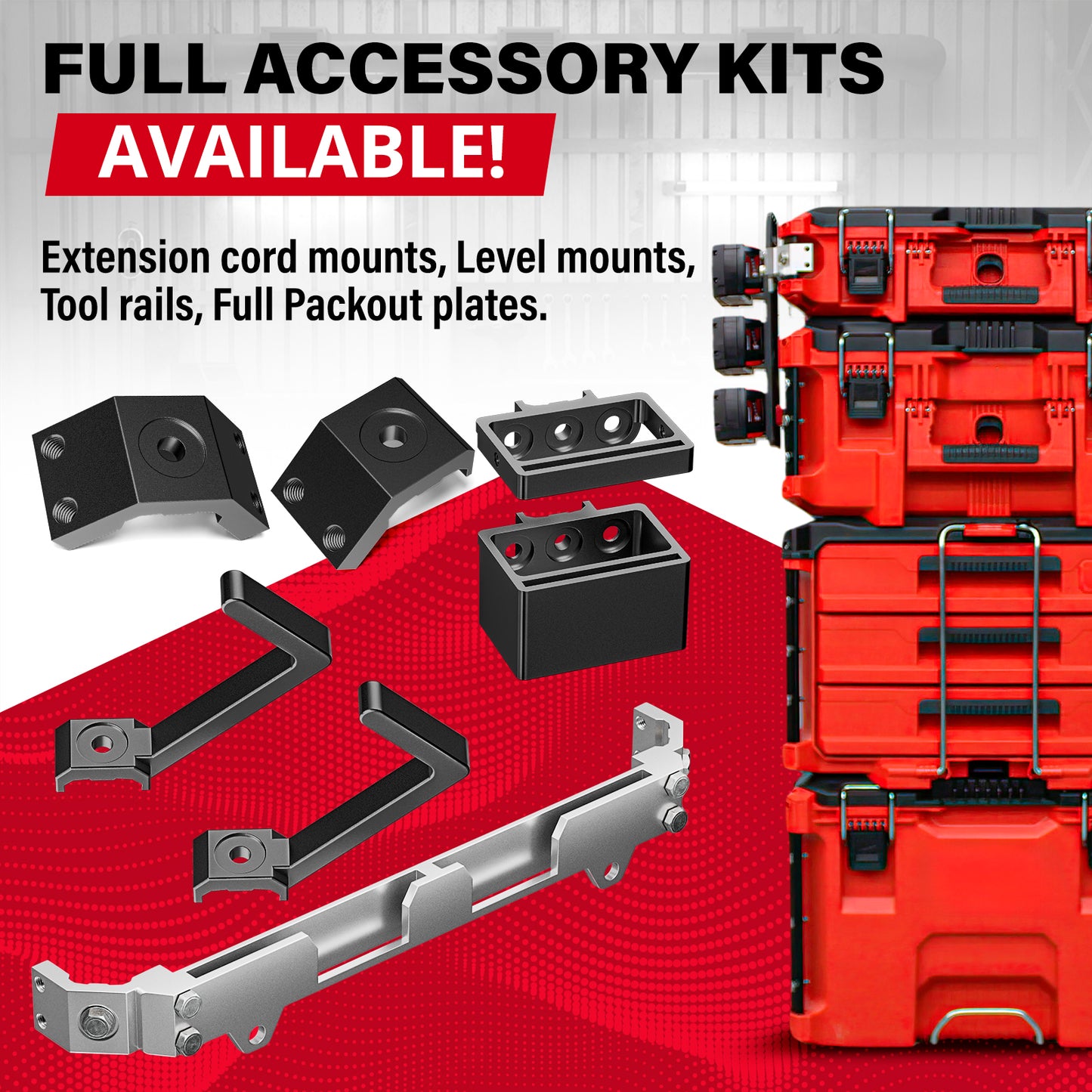 Alpha Rails™ Black - Threaded Milwaukee Packout Rails