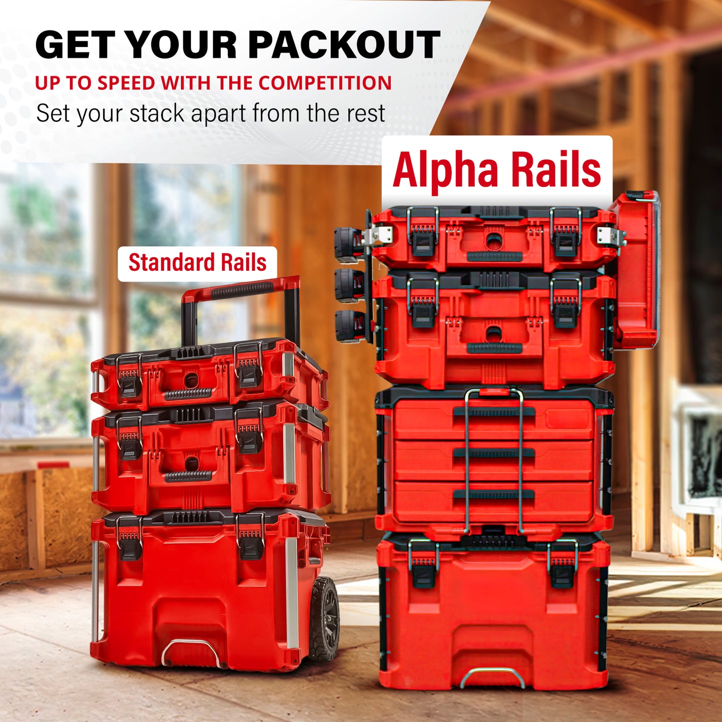 Alpha Rails™ Silver - Threaded Milwaukee Packout Rails