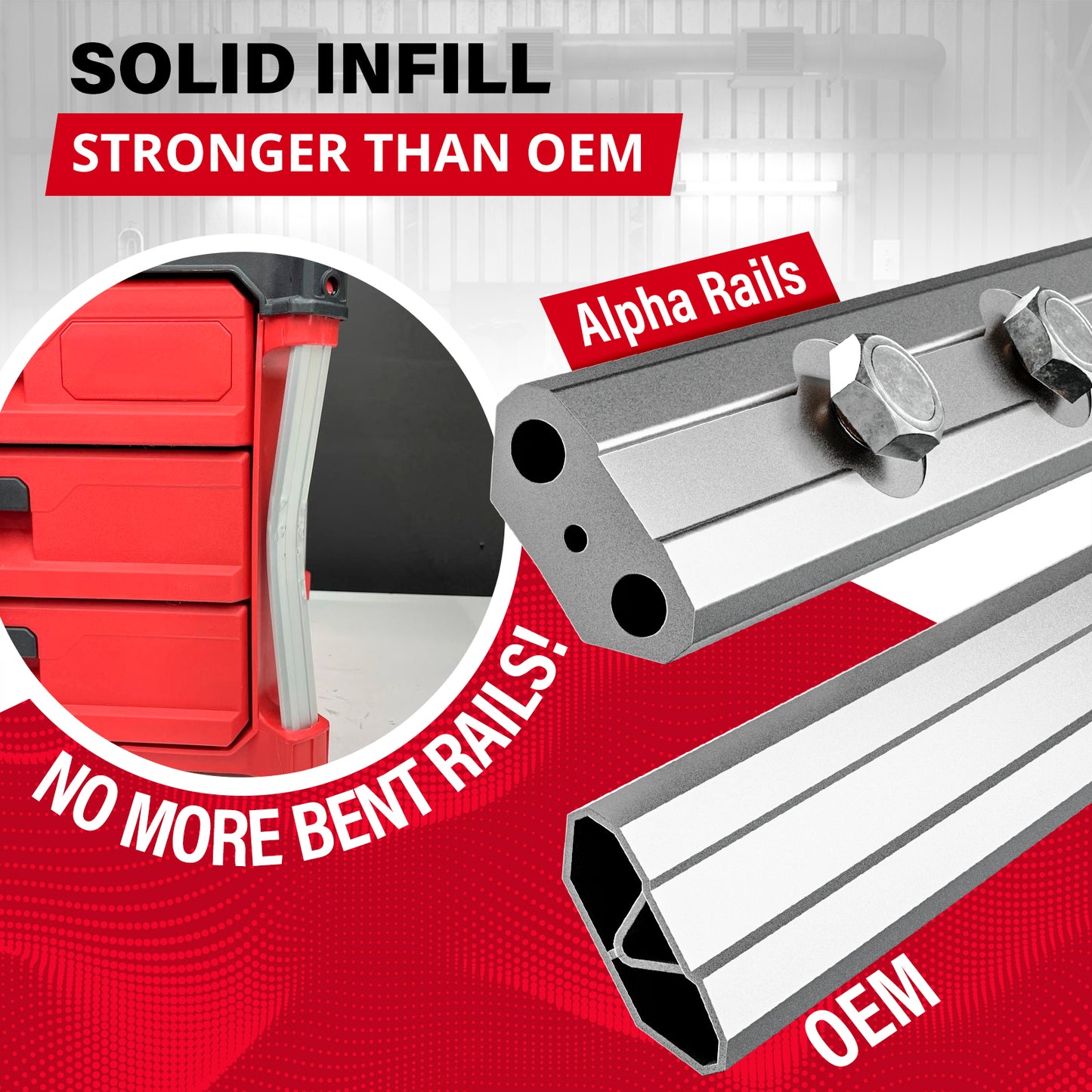 Alpha Rails™ Silver - Threaded Milwaukee Packout Rails