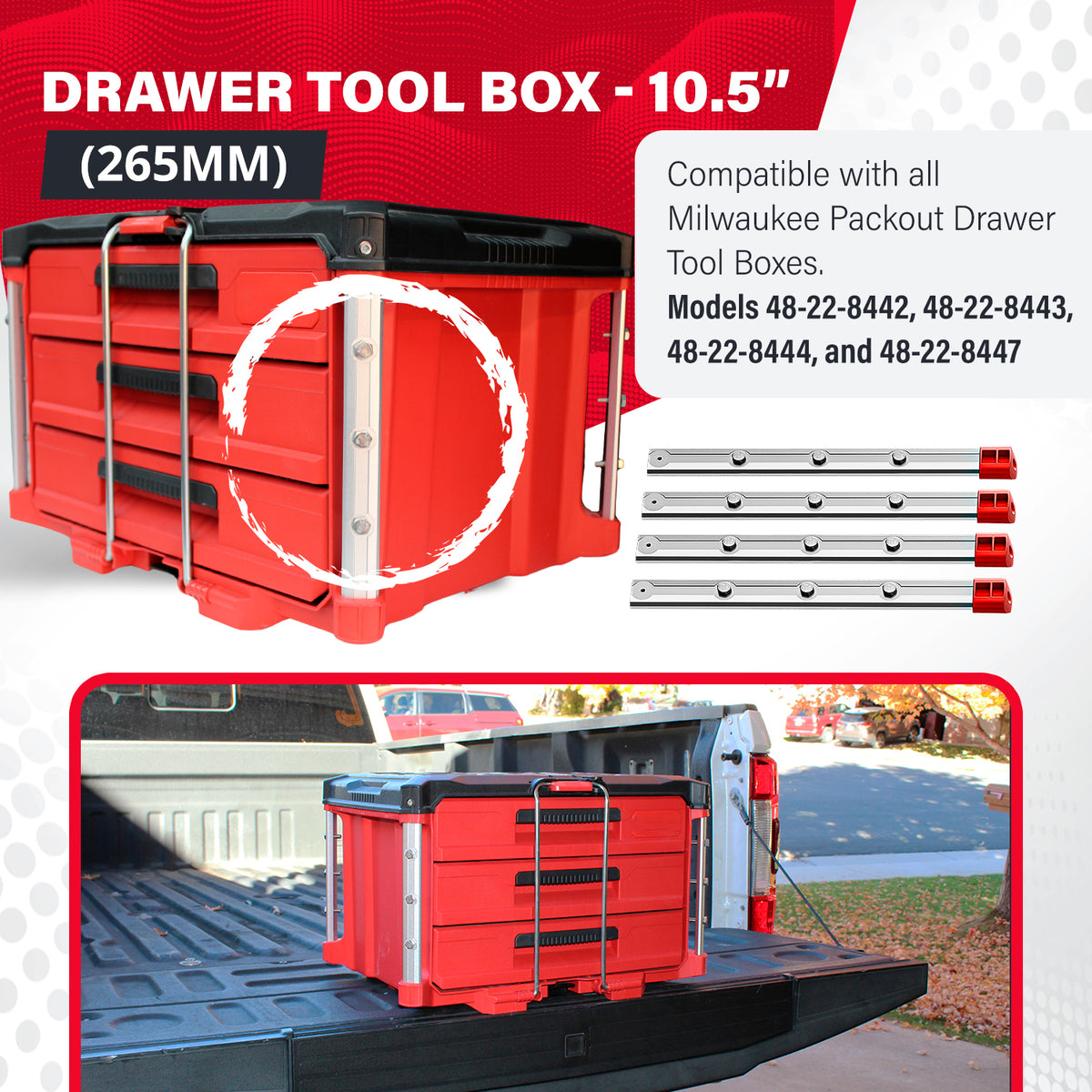 Alpha Rails™ Silver - Threaded Milwaukee Packout Rails – Alpha Engineered