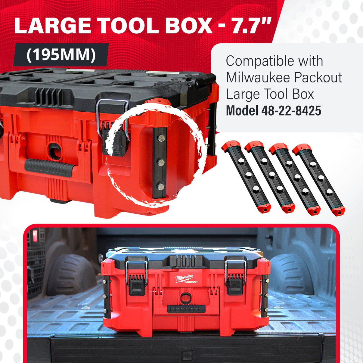Threaded Box With Rails Alpha Rails™ Black - Threaded Milwaukee Packout Rails – Alpha Engineered