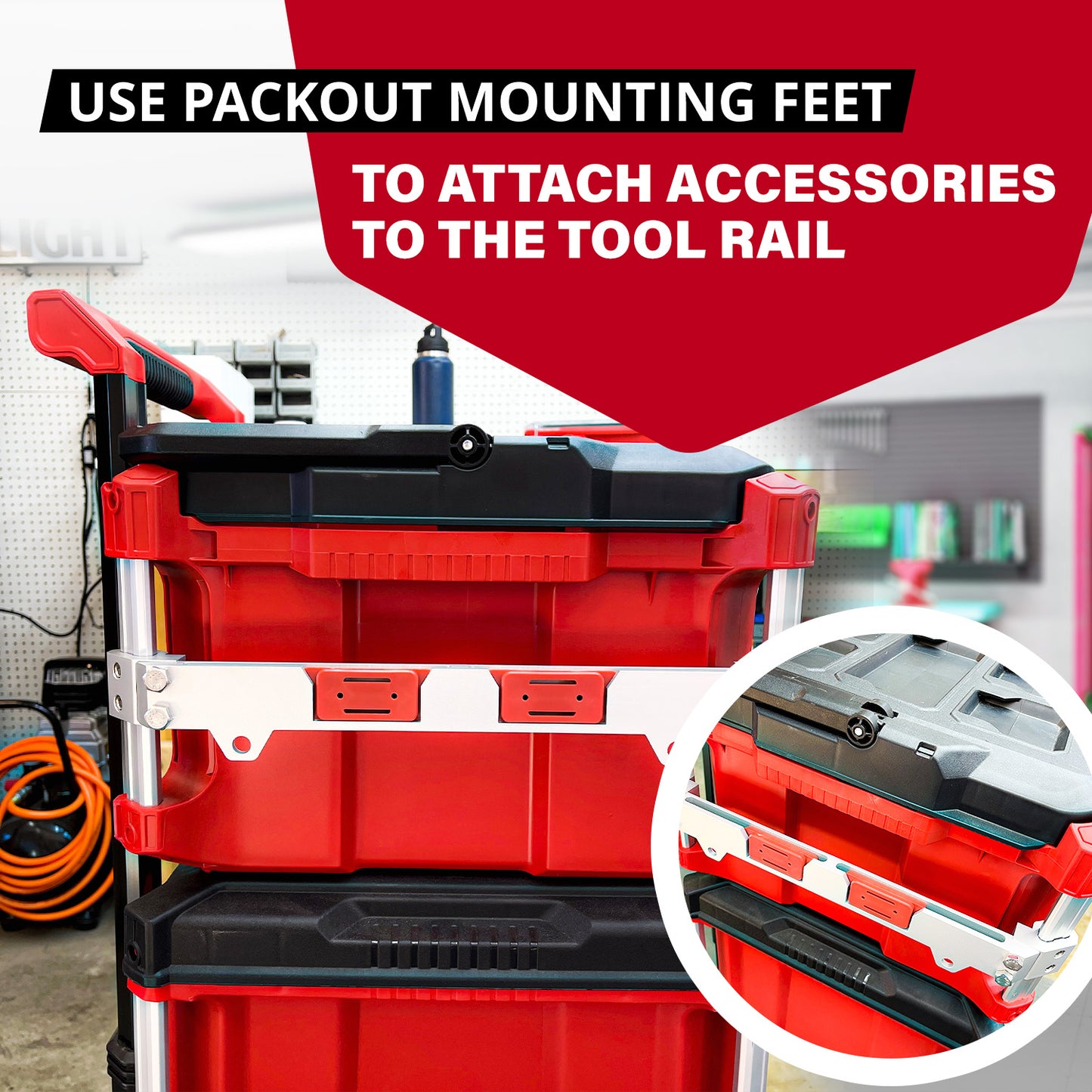 Tool Rail Mount - Compatible with Milwaukee Packout