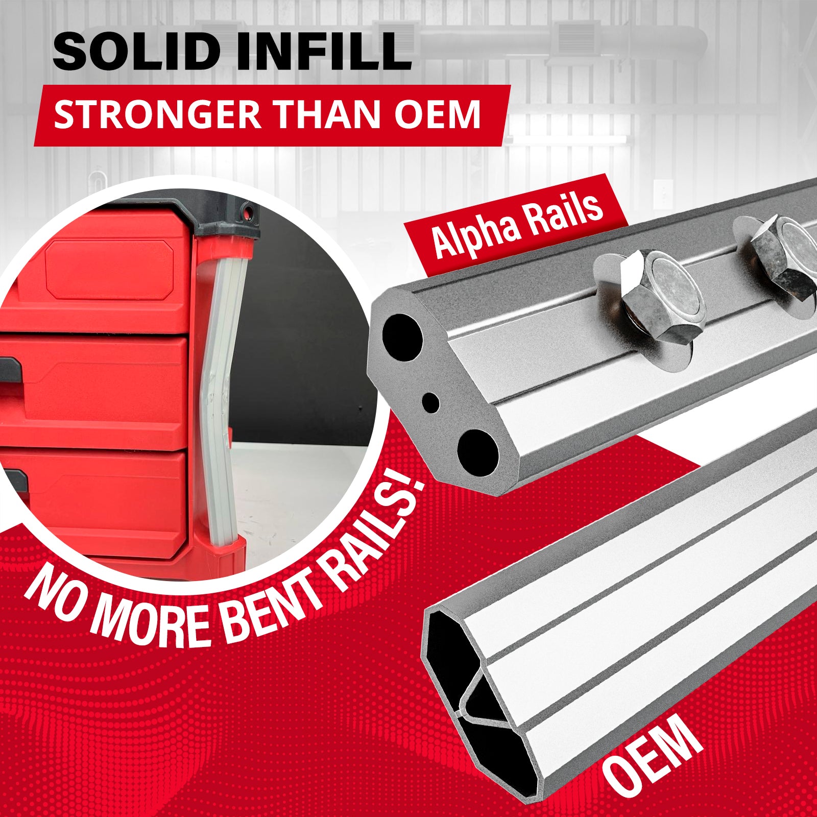 Threaded Box With Rails Alpha Rails™ Silver - Threaded Milwaukee Packout Rails – Alpha Engineered